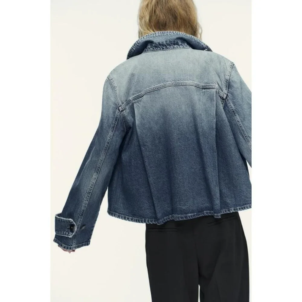 ZARA TRF HIGH NECK DENIM JACKET - Picture 6 of 8